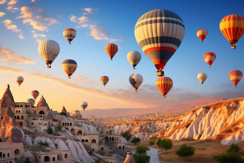 flying hot air balloons