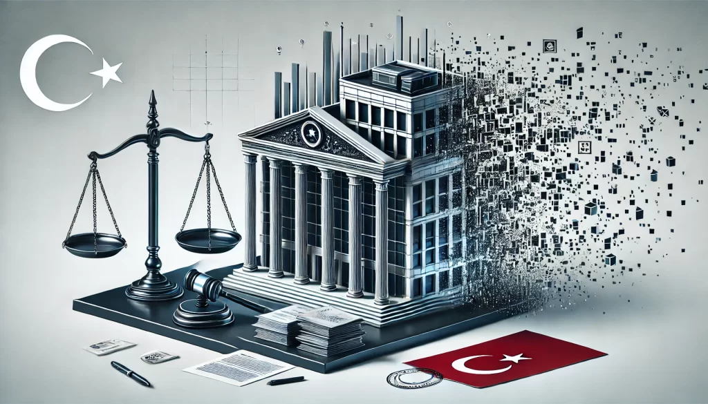 a scale of justice and a building