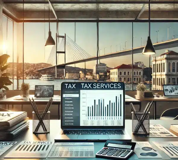 horizontal image representing "Tax Services in Turkey," inspired by the style and elements of your provided picture.